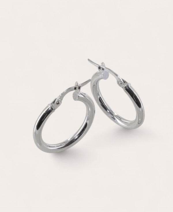 LIA, Créoles Or 750 blanc, rondes lisses 2,5mm diamètre 15mm