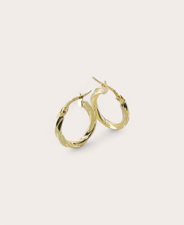 GLORIA, Créoles Or 375, Diamètre 10x15 torsadées 3mm Ovales