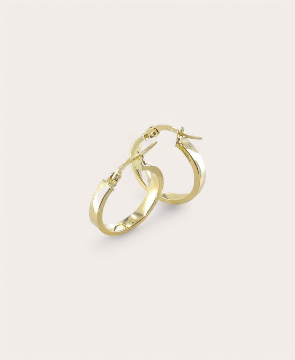 MARTINE, Créole Or 375 Jaune, Ronde fil rectangle 3 mm