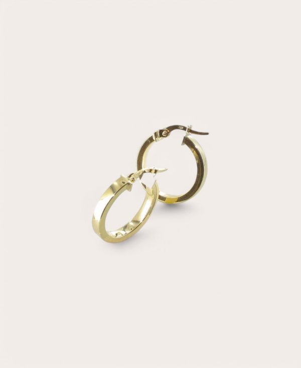 ALIENOR, Créole Or 375 Jaune, Ronde fil carré 3 mm