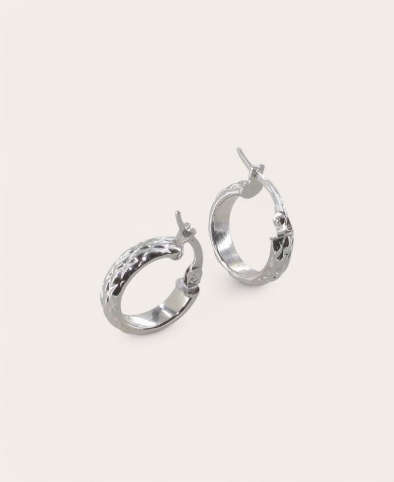 AMBER, Créole Or 375 Blanc, Ronde fil demi jonc 3 mm