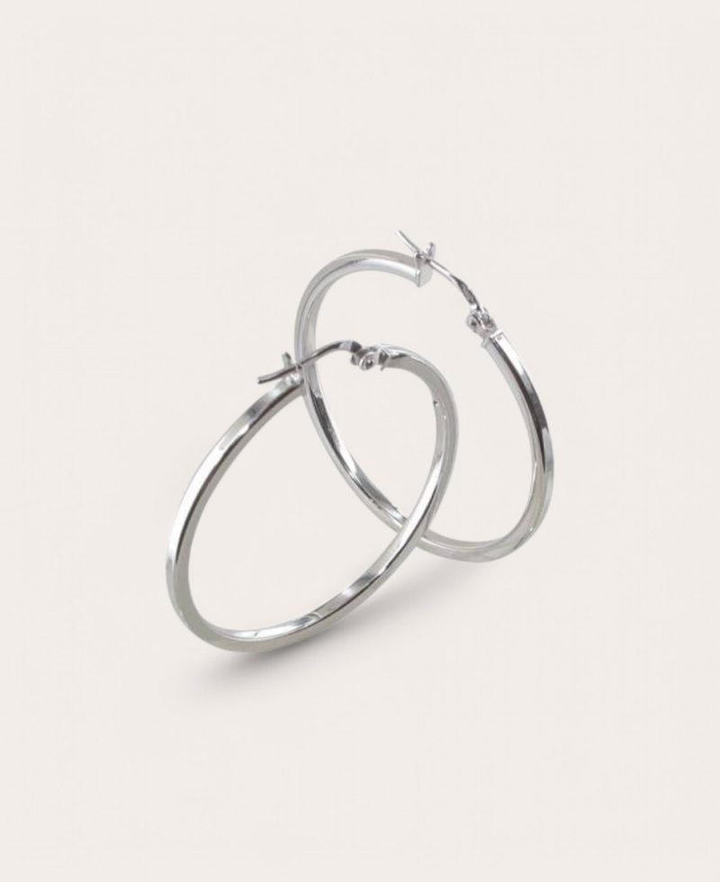 ODETTE, Créole Argent, Ronde tube carré 2 mm