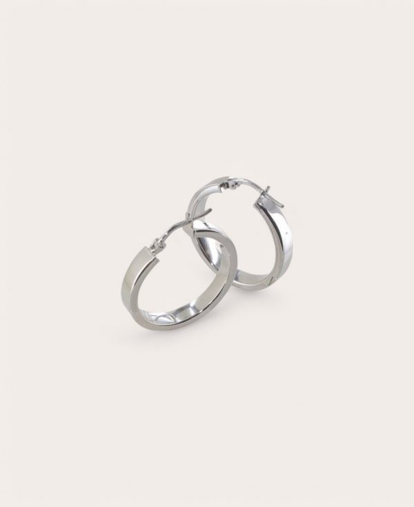 LEONIE, Créole Argent, Ronde tube rectangle 4x2 mm