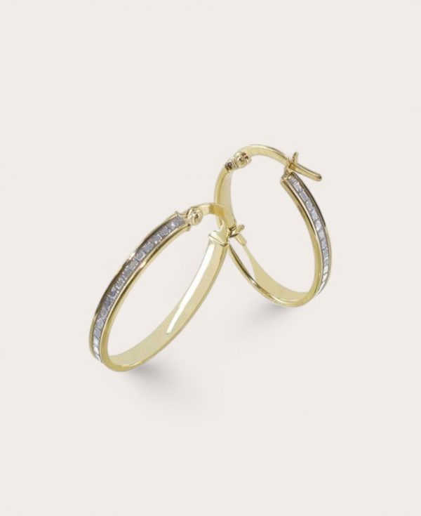 Nova, Créole Or 375 Diamètre 15 Pavé tube 3 mm Ovale 21