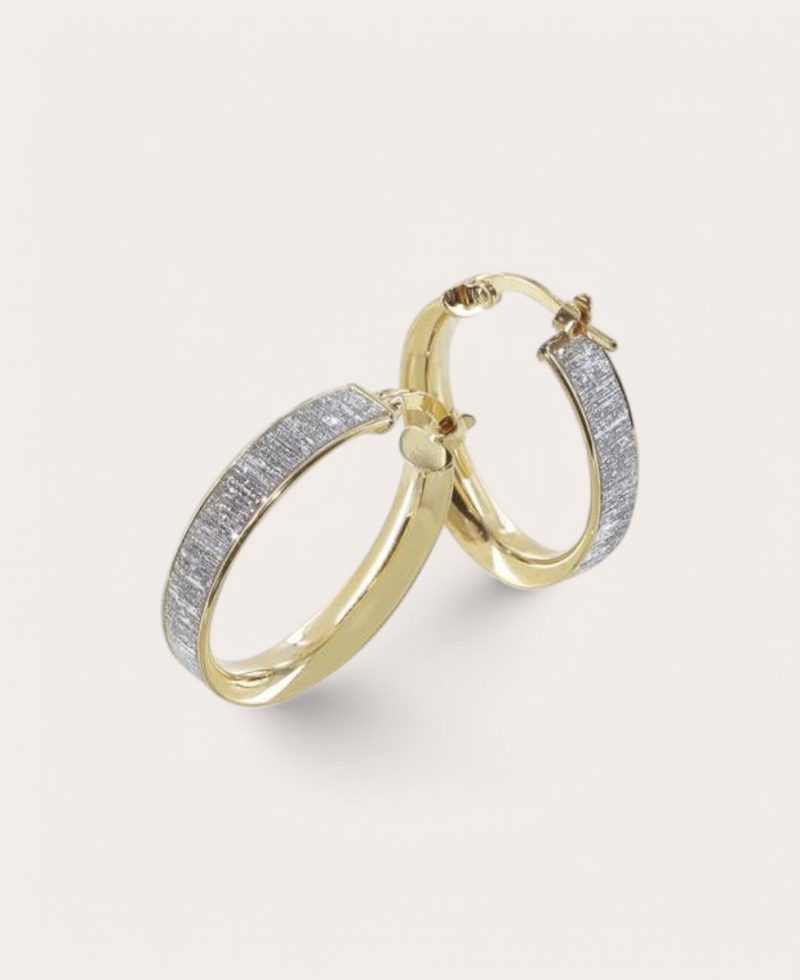 Harmonie, Créole Or 375 Jaune, Diamètre 22x14 Glitter Tube 5 mm Ovale
