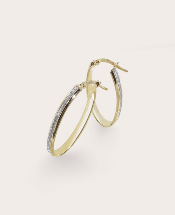 Luciole, Créole Or 375, Diamètre 11 Pavé ovale 27 mm