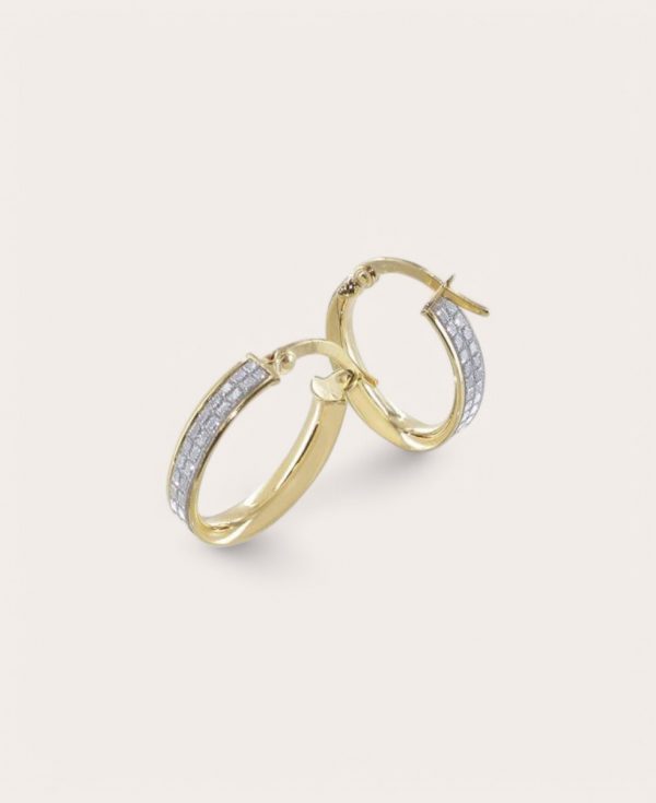 Astra, Créole Or 375 Diamètre 10 Pavé tube 3,5 mm ovale 16 mm