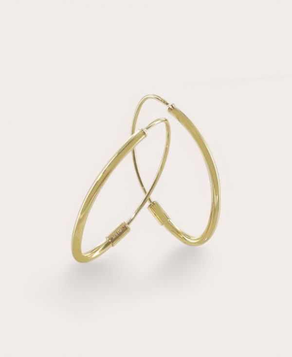 ISI, Créoles Or 375 jaune, tube 1.5mm flexible ovales