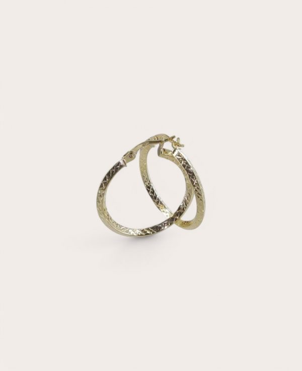 DAPHNÉ, Créoles Or 375, Diamètre 20, fil triangle 3mm Rondes