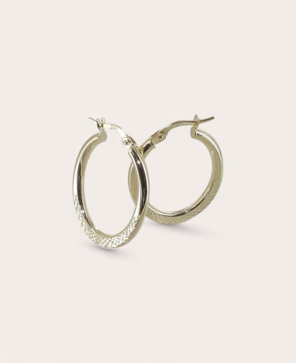 NINON, Créoles Or 375, Diamètre 22x15, 2mm Ovales