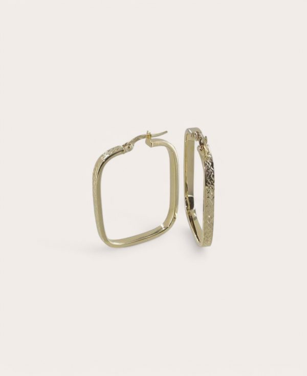 DONA, Créoles Or 375, Diamètre 22 fil rectangle 3mm Rondes