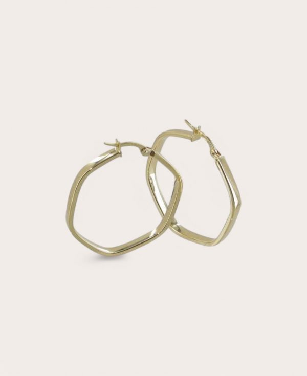 ADÈLE, Créoles Or 375 jaune, fil rectangle 3mm diamètre 28mm