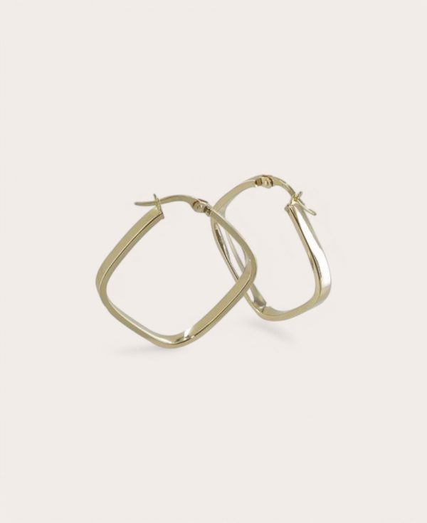 OPHÉLIE, Créoles Or 375 jaune, fil rectangle 3mm lisse diamètre 23mm