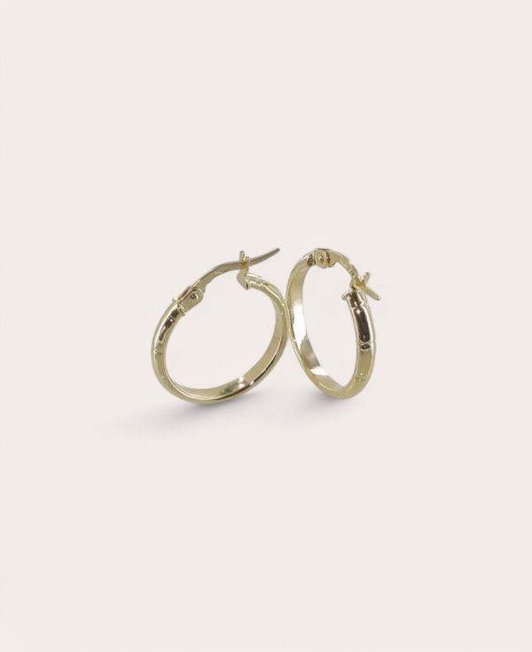 Olivia, Créoles Or 375, Diamètre 15 Demi-jonc 2mm