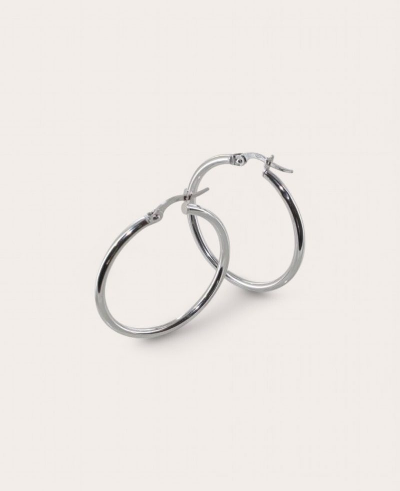 VALERIE, Créole Or 750 Blanc, Lisse ronde 2 mm