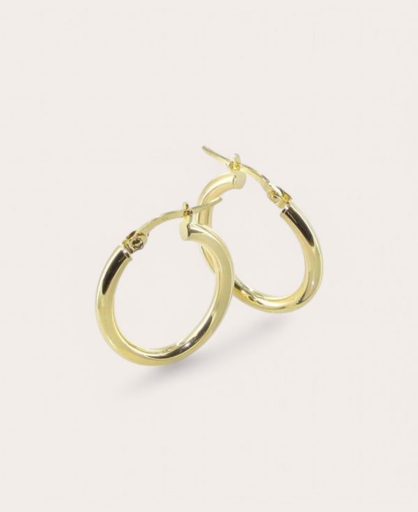 ALICE, Créole Or 375 Jaune, Diamètre 13x19 Lisse ovale 2,5 mm