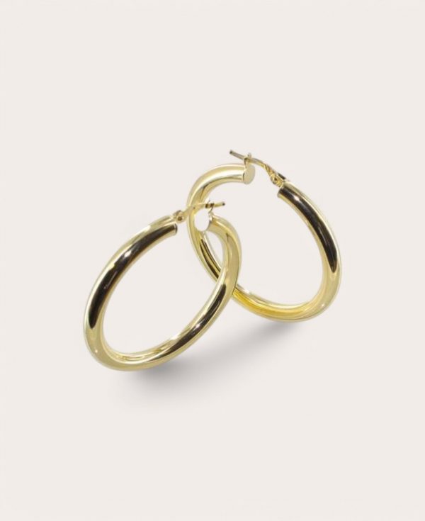 RAPHAELLE, Créole Or 750 Jaune, Lisse ronde 4 mm