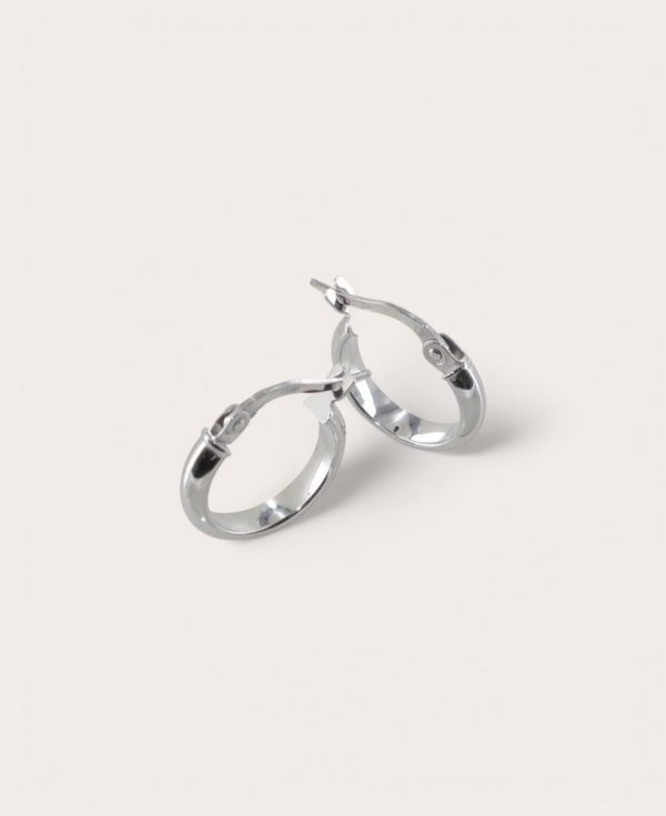 CLARA, Créole Or 750 Blanc, Demi Jonc lisse 3 mm