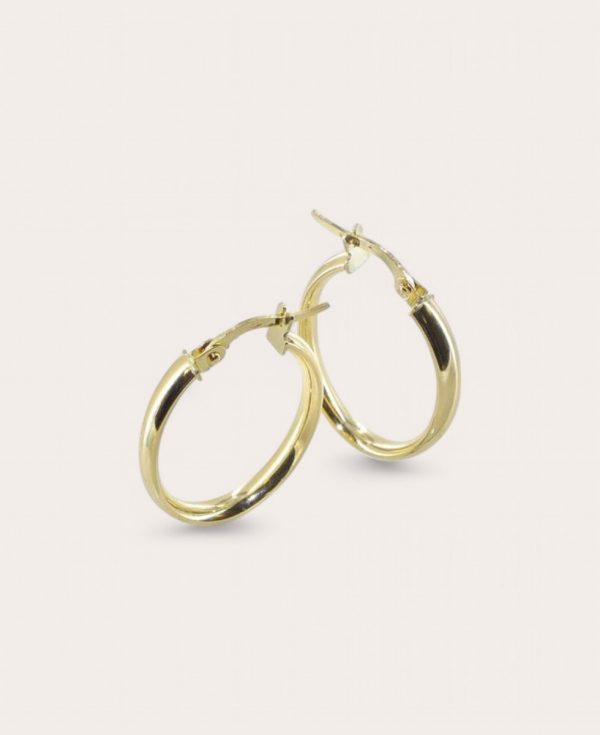 ANNE, Créole Or 750 Jaune, Diamètre 13x19 Demi Jonc lisse ovale 3 mm