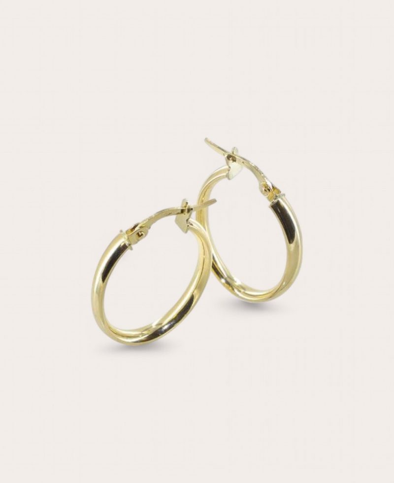 ANNE, Créole Or 750 Jaune, Diamètre 13x19 Demi Jonc lisse ovale 3 mm