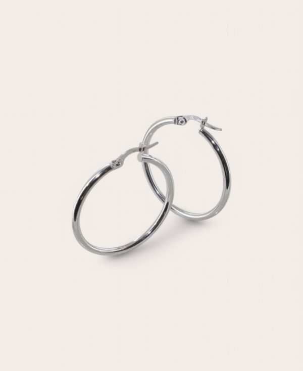 SOPHIE, Créole Or 375 Blanc, Lisse ronde 2 mm