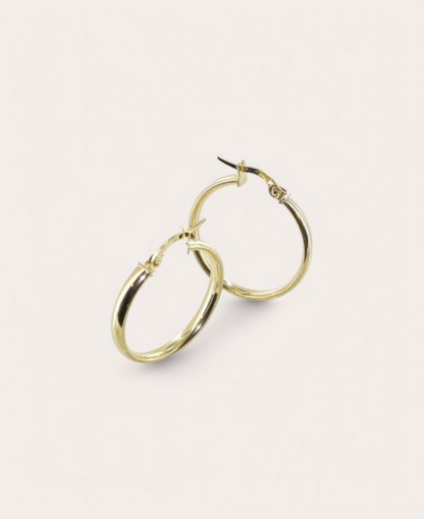 CLAIRE, Créole Or 750 Jaune, Fil plat lisse 3 mm