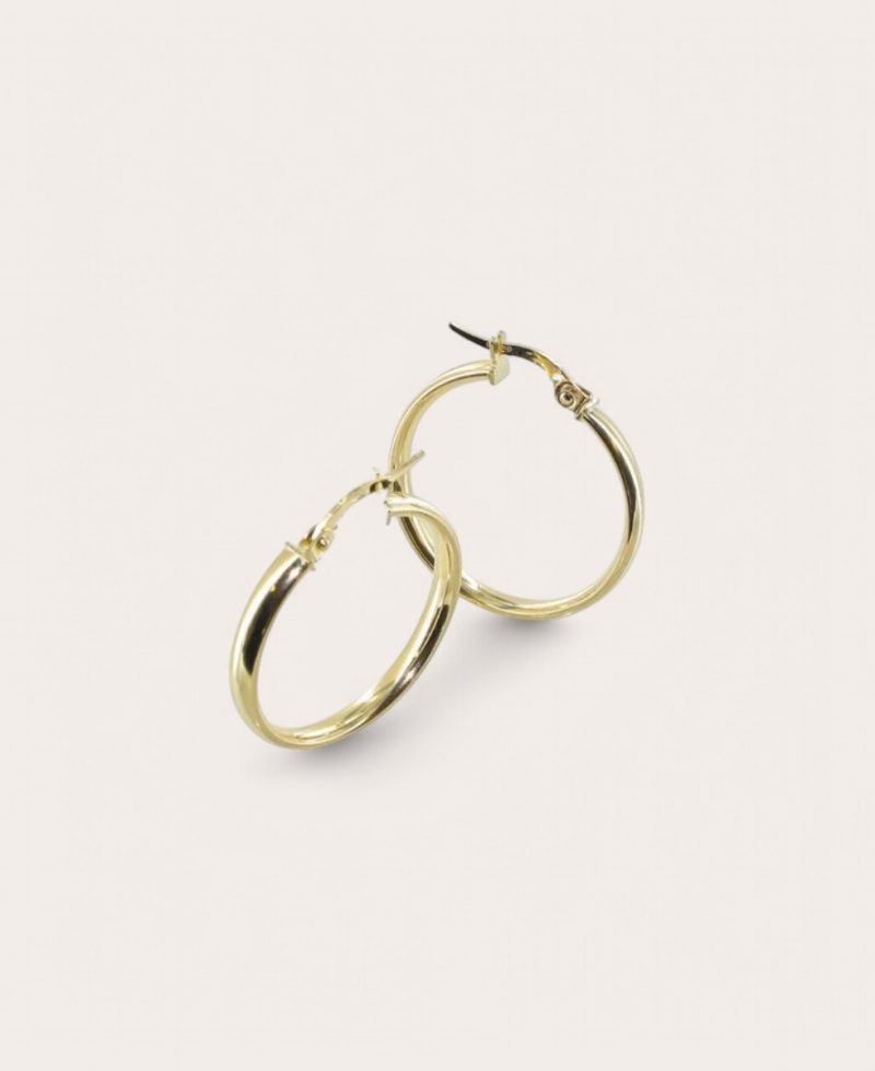 CLAIRE, Créole Or 750 Jaune, Fil plat lisse 3 mm