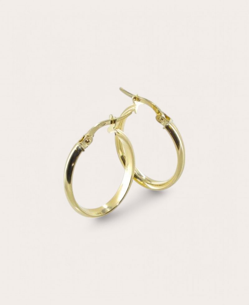 ANNA, Créole Or 750 Jaune, Diamètre 13x19 Fil plat lisse ovale 3 mm