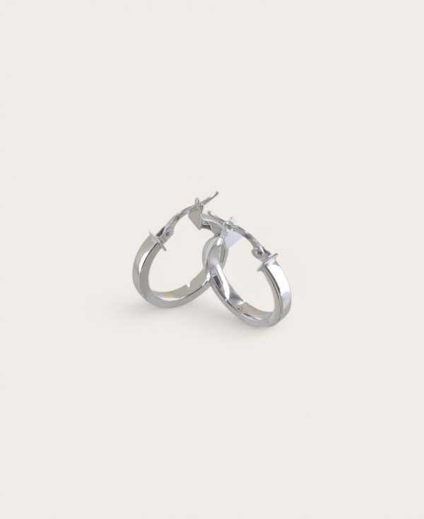 LOUANE, Créole Or 750 Blanc, Ronde fil carré 3 mm
