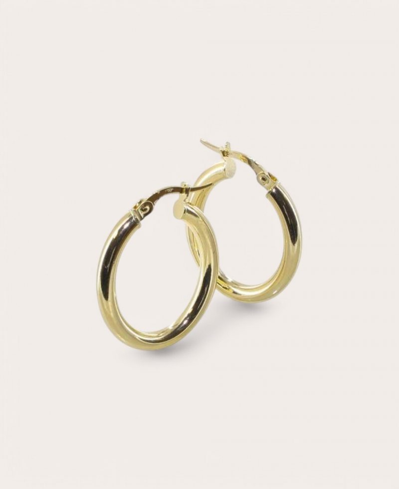 SIMONE, Créole Or 375 Jaune, Diamètre 13x19 Lisse ovale 3 mm