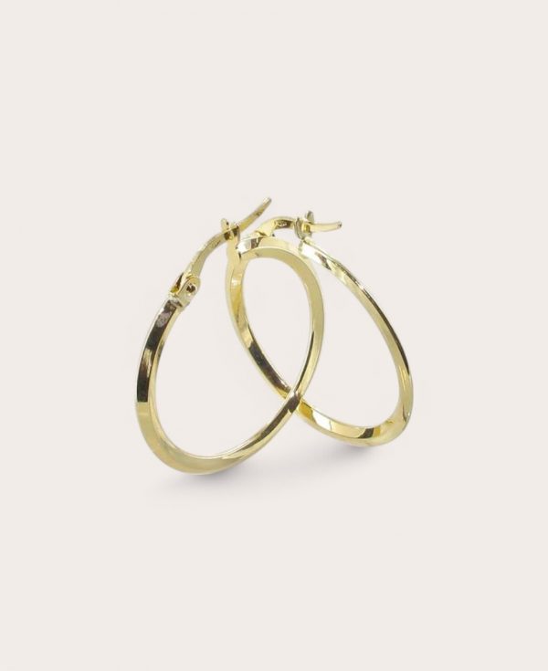 JADE, Créole Or 750 Jaune, Diamètre 20 Ronde fil triangle 2,7 mm