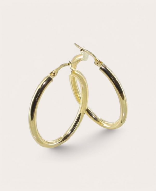 AGNES, Créole Or 375 Jaune, Diamètre 20x30 Lisse ovale 3 mm