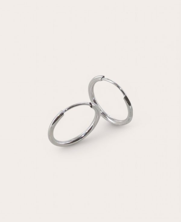 EDITH, Créoles Or 375 blanc, fil flexibles 1.2mm rondes