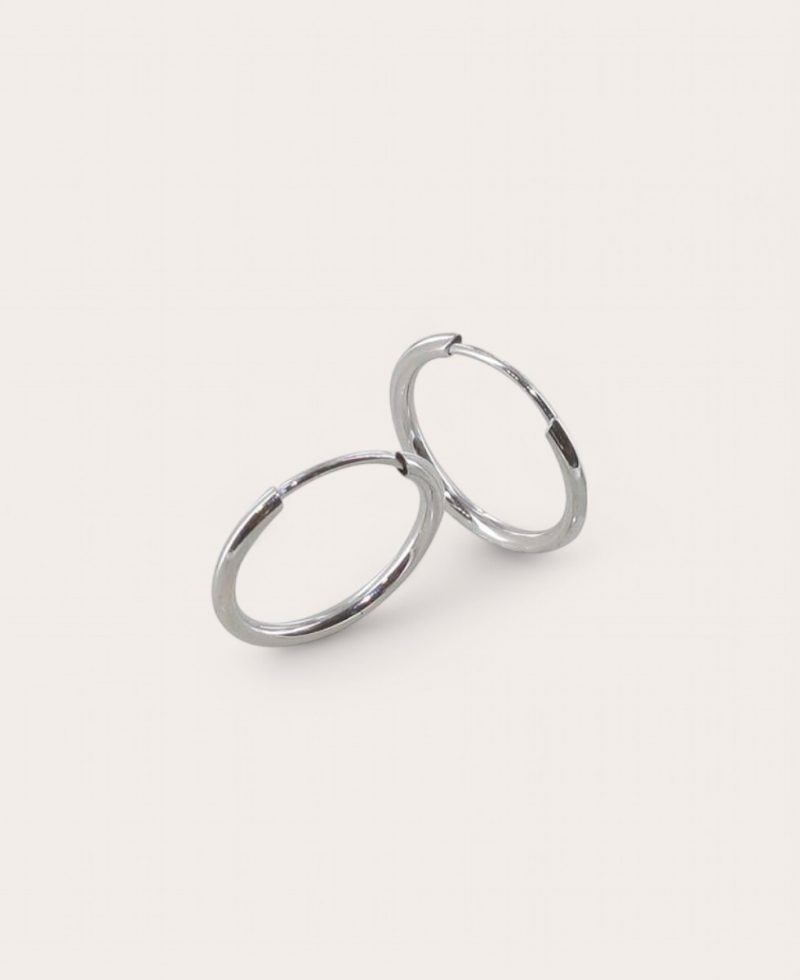 EDITH, Créoles Or 375 blanc, fil flexibles 1.2mm rondes