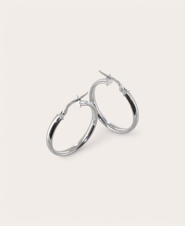 CAMILLE, Créole Or 375 Blanc, Fil plat lisse 3 mm