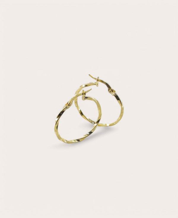 ADELINE, Créoles Or 375, Diamètre 20 torsadées larges 2mm Rondes