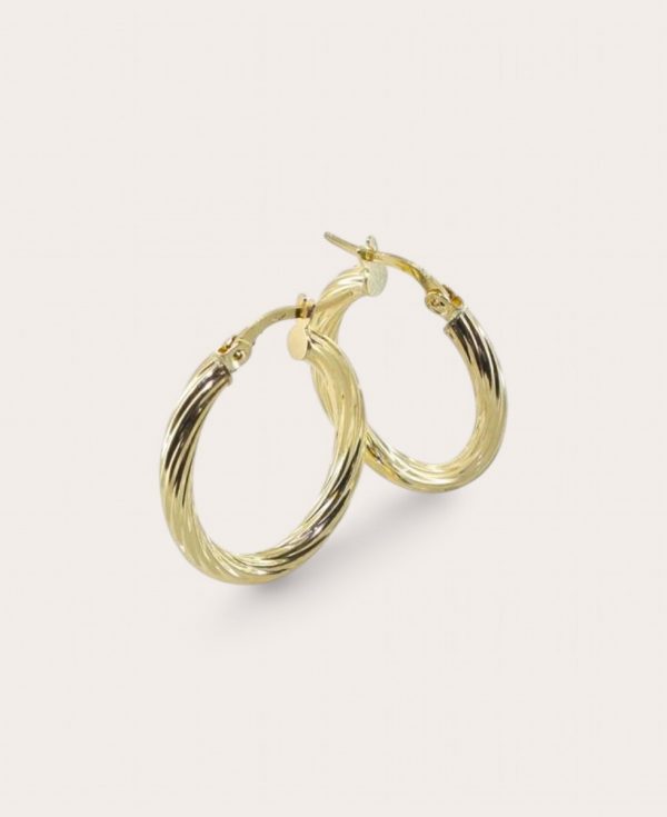 LILI, Créoles Or 375, Diamètre 13x19 torsadées fines 3mm Ovales