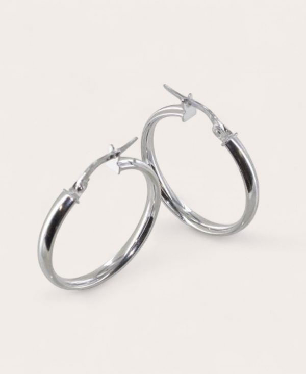 MARIE, Créole Or 750 Blanc, Fil plat lisse 3 mm