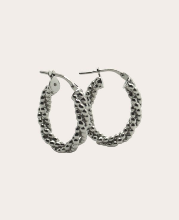 Créoles Ovale Boules Argent Rhodié