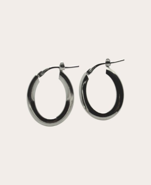 Créoles Ovales 10×15 Mm Argent Rhodié