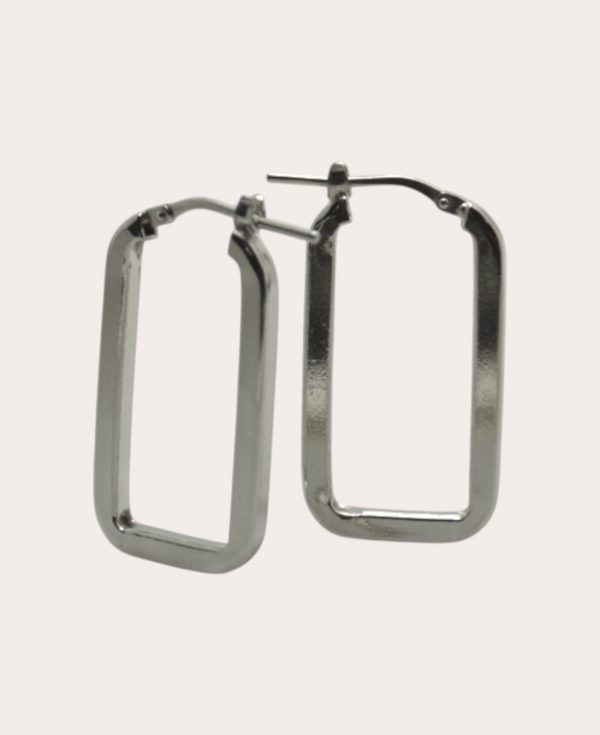 Créoles Rectangles 10×30 Mm Argent Rhodié